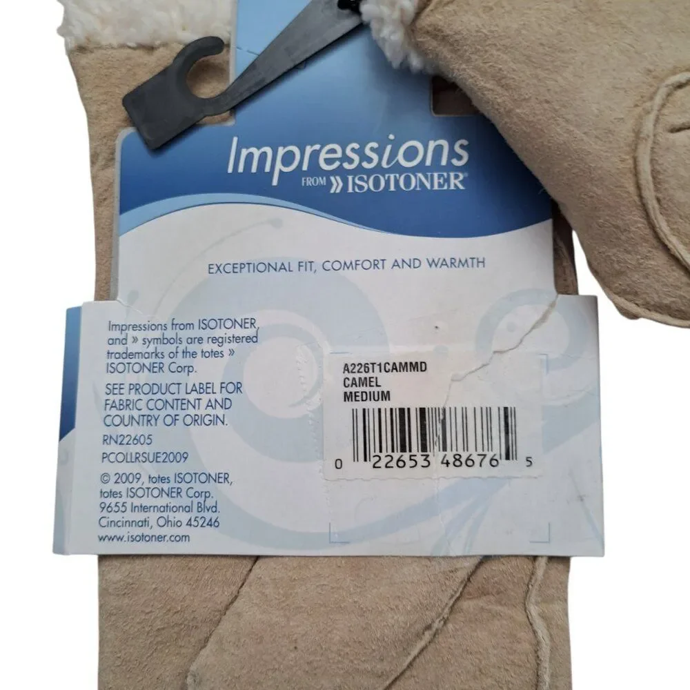 Isotoner Women's Camel Suede Lined Hand Gloves Winter Cozy Warm Sz Medium - Picture 4 of 5